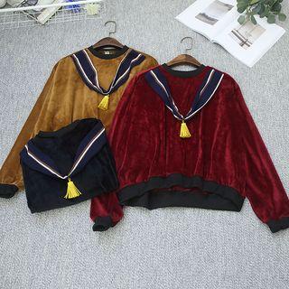 Tasseled Velvet Pullover