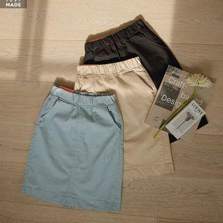 Pocket-side Stitched Midi Skirt
