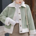 Faux Shearling Two-tone Single-breasted Jacket
