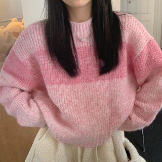 Round Neck Plain Loose Fit Cropped Sweater