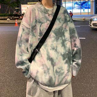 Tie-dyed Round-neck Knitted Sweater