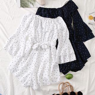 Bell-sleeve Dotted Playsuit