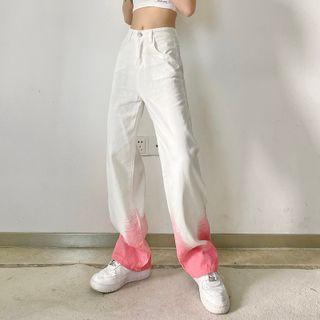 Mid Rise Tie Dye Loose Fit Jeans