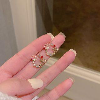 Rhinestone Floral Stud Earring E2183 - 1 Pair - Gold - One Size
