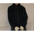 Raglan Woolen Cropped Jacket (black) One Size