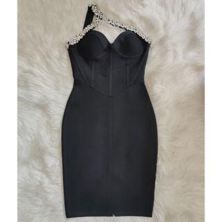 One-shoulder Rhinestone Sheath Dress