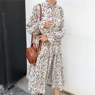High Neck Floral Print Dress