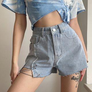 High-waist Chain Detail Short Jeans