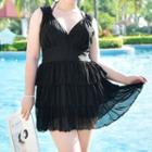 V-neck Layered Swim Dress