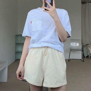 Round-neck Pocket Short-sleeve Top
