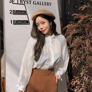 Tie-sleeve Frilled-detail Blouse
