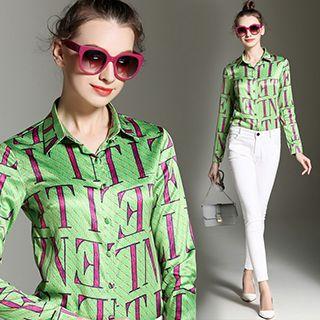 Alphabet Print Long-sleeve Shirt