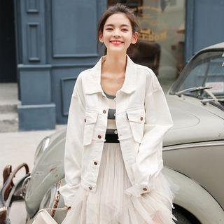 Contrast-button Denim Jacket