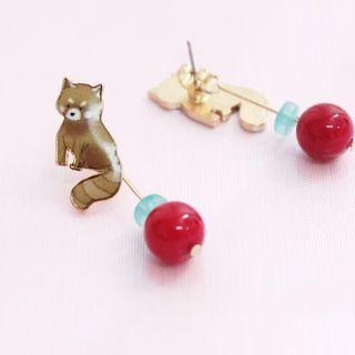 Raccoon Bead Dangle Earring As Shown In Figure - One Size