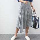 Band-waist Stripe Long Skirt