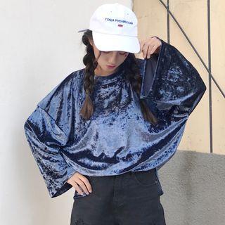 Wide-sleeve Velvet Top