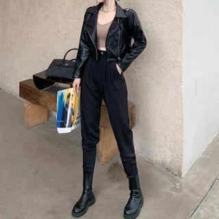 Faux Leather Jacket / Harem Pants