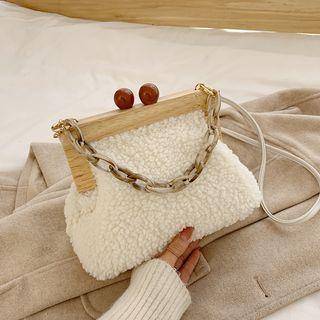 Furry Woven Crossbody Bag