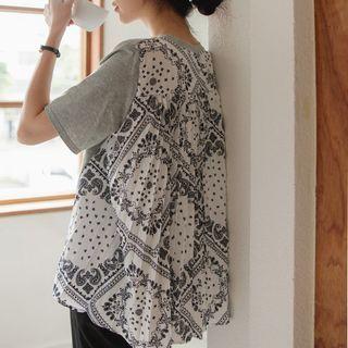 Pleated Paisley-panel T-shirt