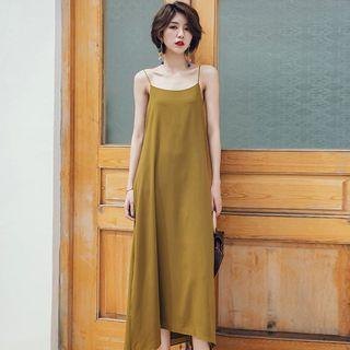Spaghetti-strap Slit Chiffon Maxi Dress