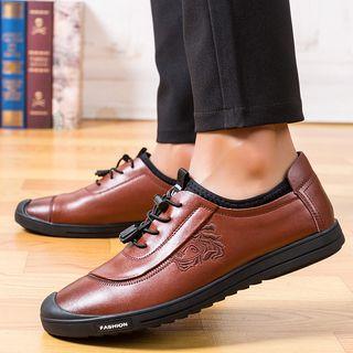 Embossed Genuine Leather Sneakers
