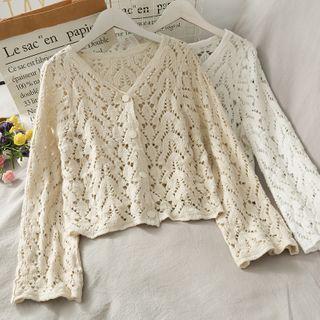 Loose-fit Open-knit Sheer Blouse