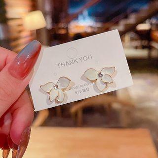 Flower Glaze Alloy Earring A194 - 1 Pair - Gold - One Size