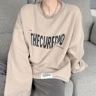Lettering Print Sweatshirt Light Khaki - One Size