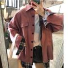 Plaid Lining Buttoned Cargo Jacket