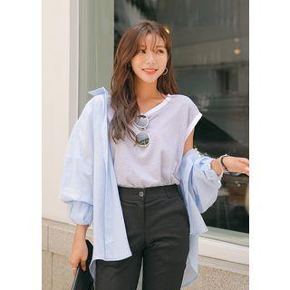 Plus Size - Dropped Balloon-sleeve Shirt