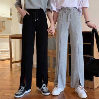 Drawstring Slit Sweatpants
