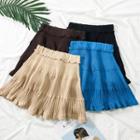 Ruffled-trim A-line Knit Skirt