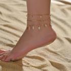 Leaf Layered Alloy Anklet Gold - One Size