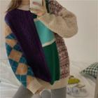 Color Block Argyle Sweater