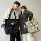 Pvc Panel Buckled Nylon Tote Bag
