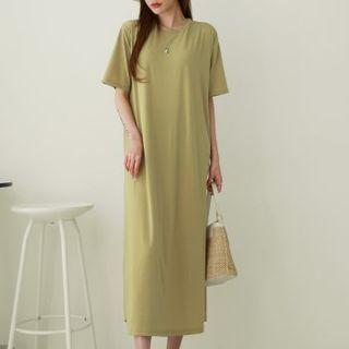 Plain Flared Long T-shirt Dress