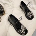 Rhinestone Lace Up Shoes