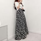 Floral Print Maxi Skirt Black - One Size
