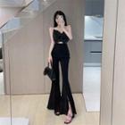 Cropped Camisole Top / Slit Boot-cut Pants / Set