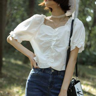 Square Collar Short-sleeved Shirt