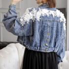 Flower-detailed Denim Jacket