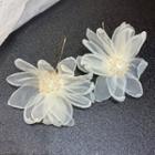 Chiffon Flower Hook Earring 1 Pair - Off-white - One Size