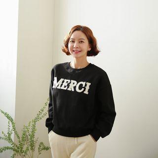 Letter Patch Napped Pullover