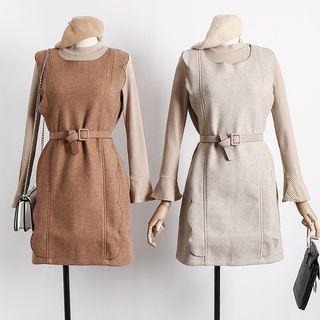 Set: Bell-sleeved Top + Wool Tank Dress