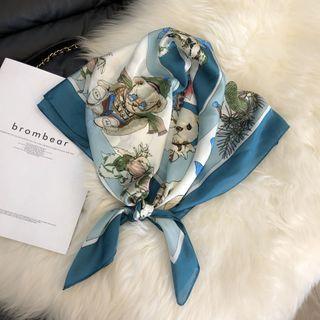 Bear Print Satin Scarf