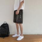Lettering Denim Straight Leg Shorts