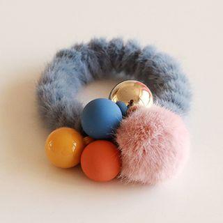 Pom Pom Hair Tie Grayish Blue - One Size