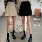 Plain Woolen Pleated Mini Skirt