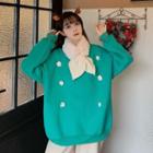 Embellished Sweatshirt / Furry Scarf