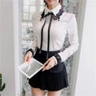 Beaded Lace-detail Shirt With Sash
